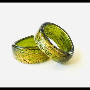 Pair of Funky Lucite Bangle Bracelets